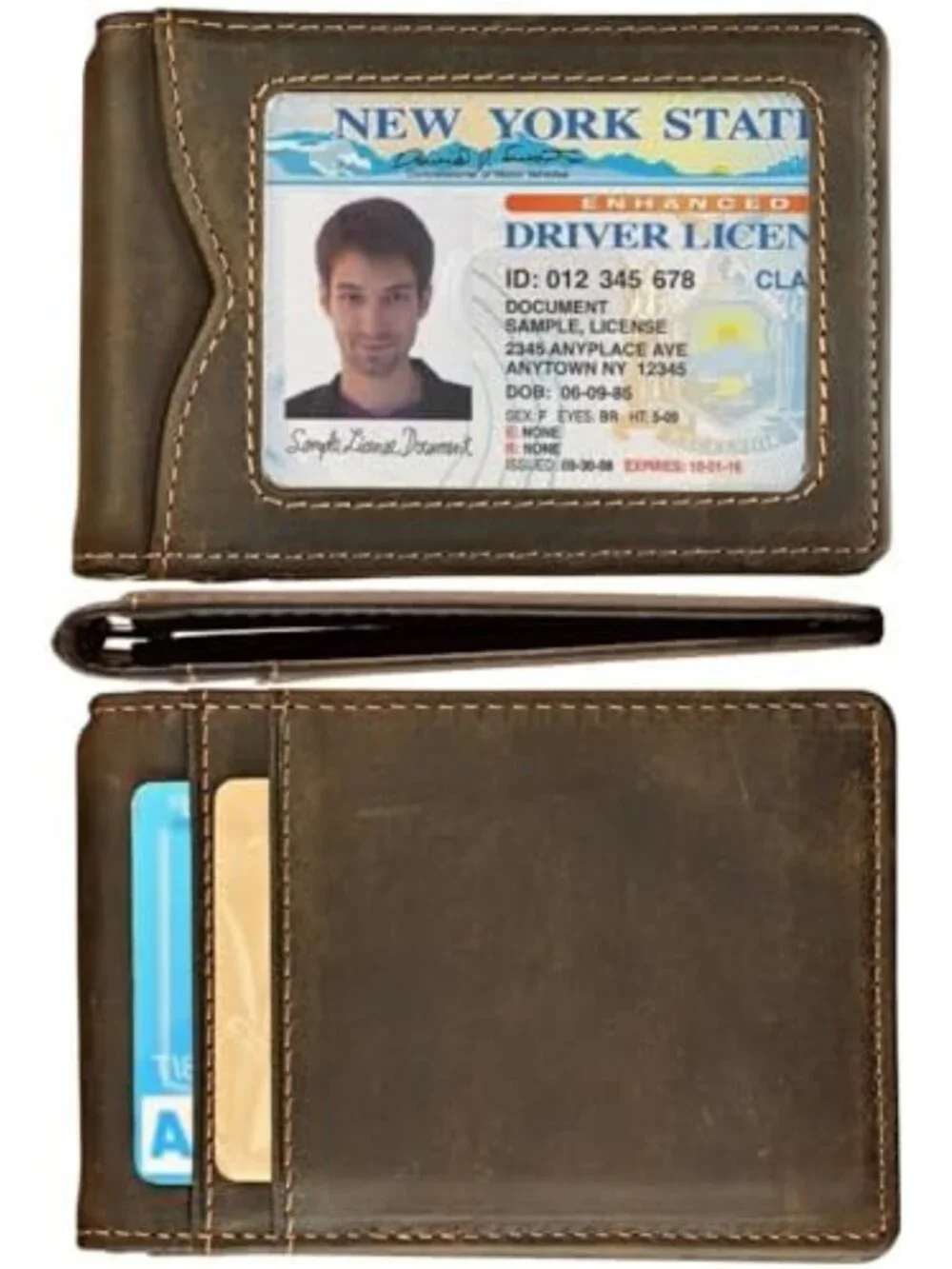 Minimalist RFID Blocking Slim Wallet with Money Clip | Genuine Leather Bifold